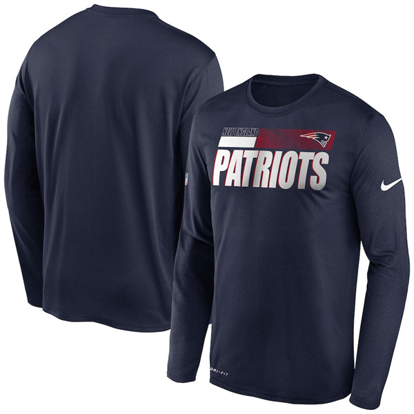 Men's New England Patriots 2020 Navy Sideline Impact Legend Performance Long Sleeve NFL T-Shirt